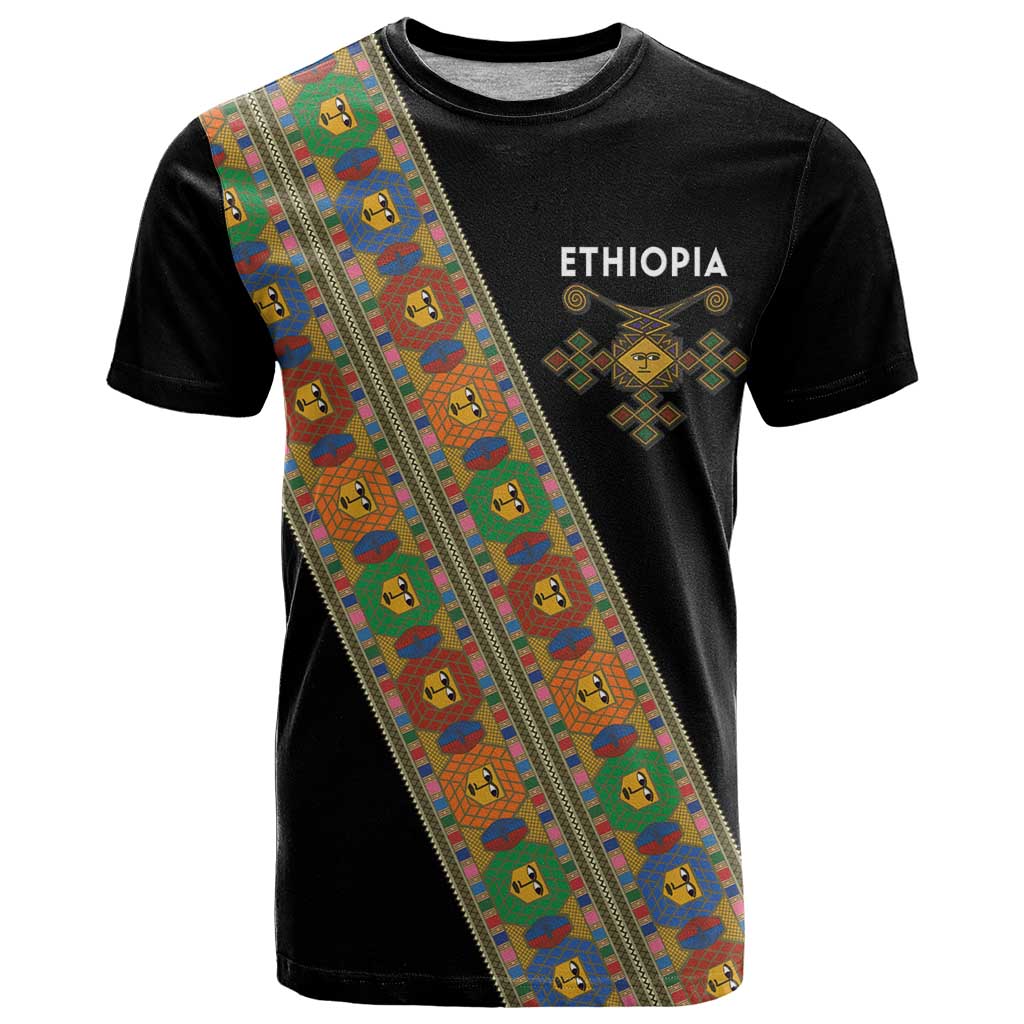 Ethiopia Saba Kemis T Shirt Sash Style Black Color