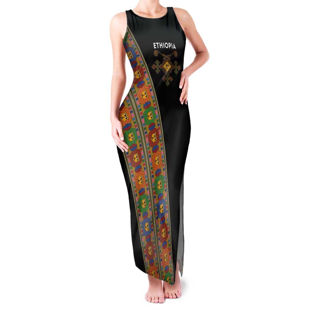 Ethiopia Saba Kemis Tank Maxi Dress Sash Style Black Color