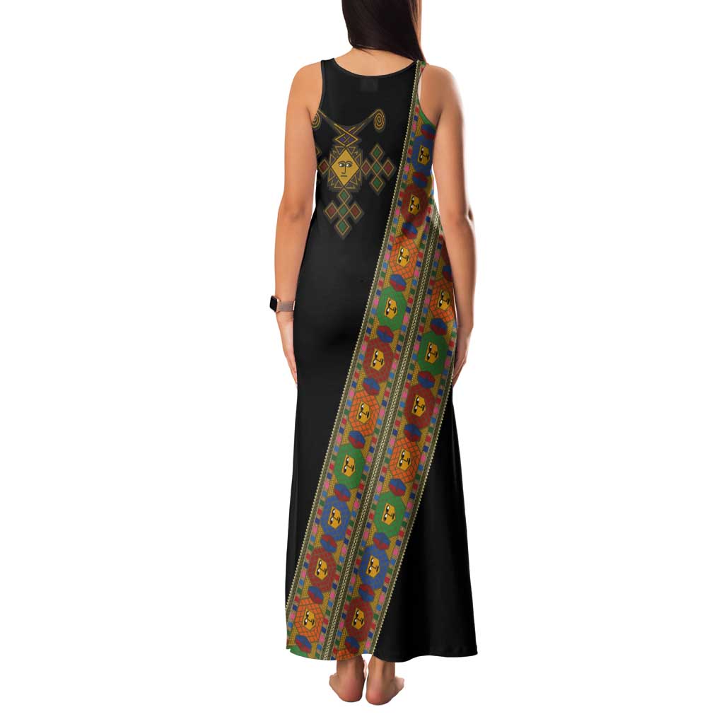 Ethiopia Saba Kemis Tank Maxi Dress Sash Style Black Color