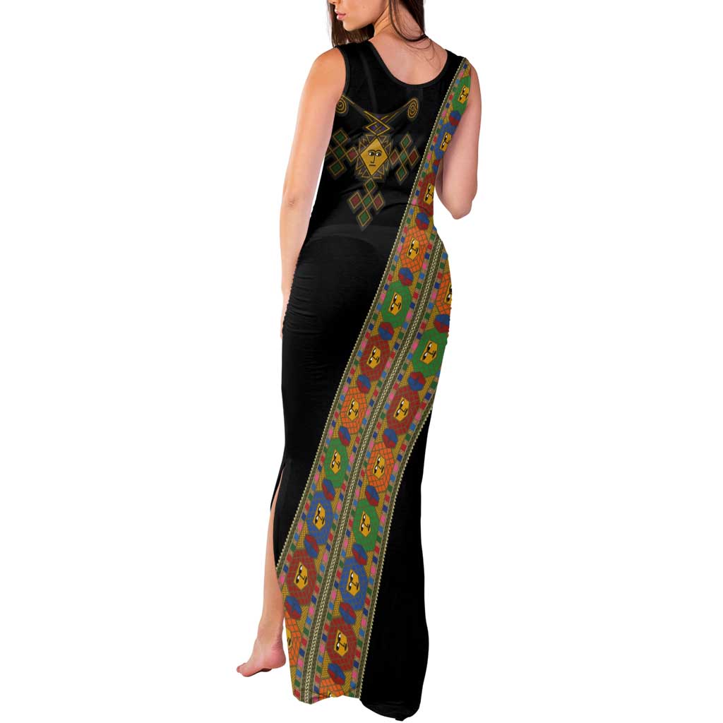Ethiopia Saba Kemis Tank Maxi Dress Sash Style Black Color