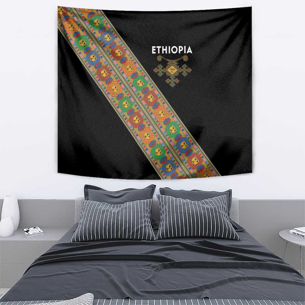 Ethiopia Saba Kemis Tapestry Sash Style Black Color