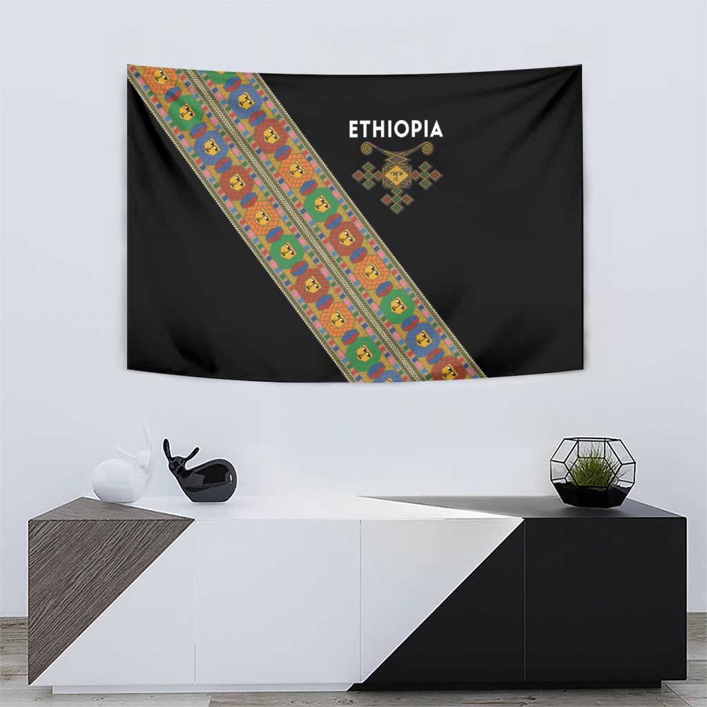Ethiopia Saba Kemis Tapestry Sash Style Black Color