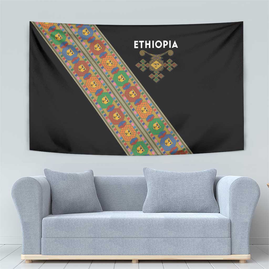 Ethiopia Saba Kemis Tapestry Sash Style Black Color