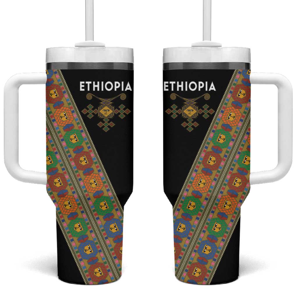 Ethiopia Saba Kemis Tumbler With Handle Sash Style Black Color