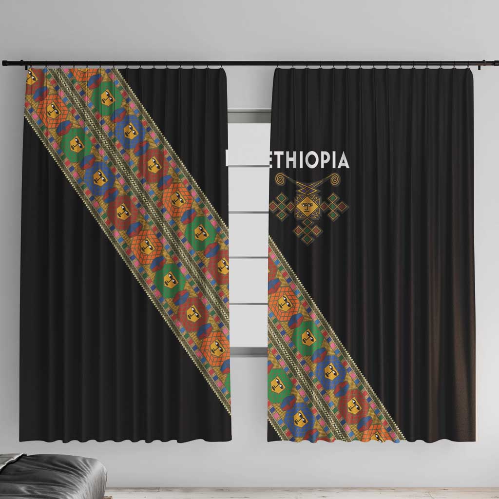 Ethiopia Saba Kemis Window Curtain Sash Style Black Color