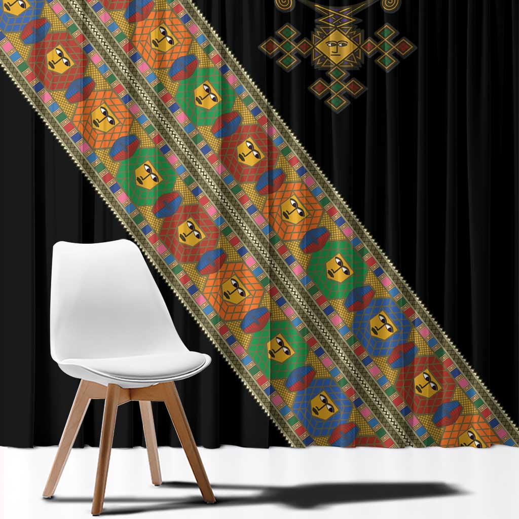 Ethiopia Saba Kemis Window Curtain Sash Style Black Color