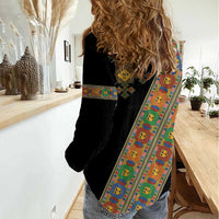Ethiopia Saba Kemis Women Casual Shirt Sash Style Black Color