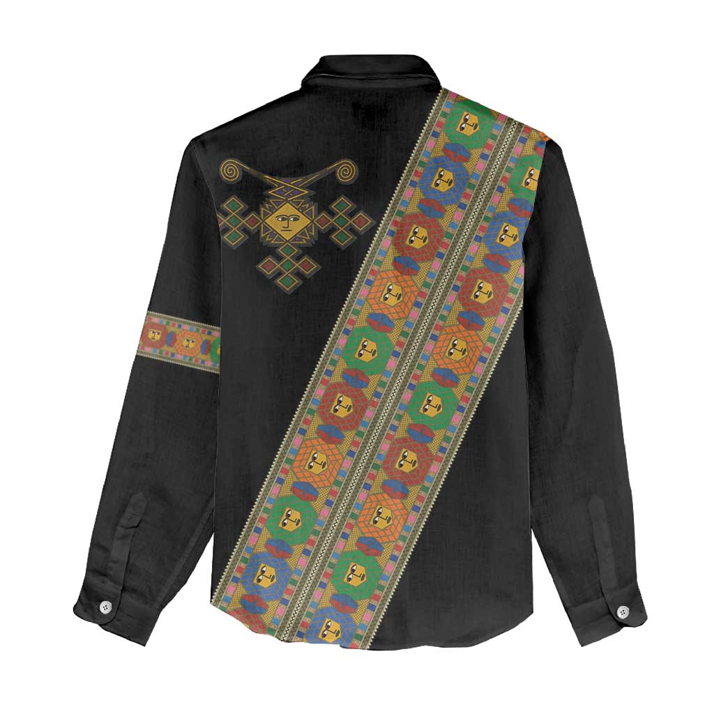 Ethiopia Saba Kemis Women Casual Shirt Sash Style Black Color