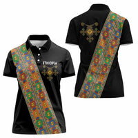 Ethiopia Saba Kemis Women Polo Shirt Sash Style Black Color