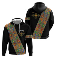Ethiopia Saba Kemis Zip Hoodie Sash Style Black Color