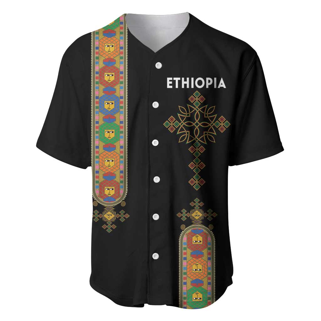Ethiopia Saba Kemis Baseball Jersey Ethiopian Cross Lion Of Judah Black Color