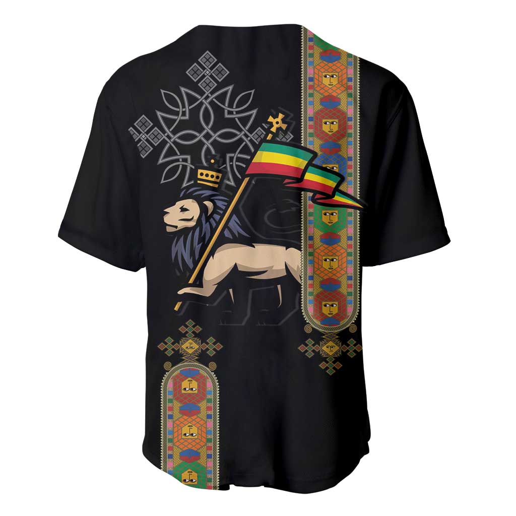 Ethiopia Saba Kemis Baseball Jersey Ethiopian Cross Lion Of Judah Black Color