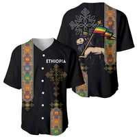 Ethiopia Saba Kemis Baseball Jersey Ethiopian Cross Lion Of Judah Black Color