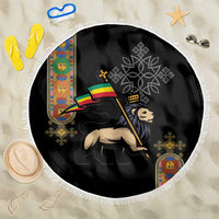 Ethiopia Saba Kemis Beach Blanket Ethiopian Cross Lion Of Judah Black Color