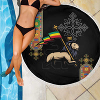 Ethiopia Saba Kemis Beach Blanket Ethiopian Cross Lion Of Judah Black Color