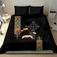 Ethiopia Saba Kemis Bedding Set Ethiopian Cross Lion Of Judah Black Color