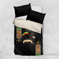 Ethiopia Saba Kemis Bedding Set Ethiopian Cross Lion Of Judah Black Color