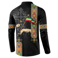 Ethiopia Saba Kemis Button Sweatshirt Ethiopian Cross Lion Of Judah Black Color
