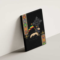 Ethiopia Saba Kemis Canvas Wall Art Ethiopian Cross Lion Of Judah Black Color