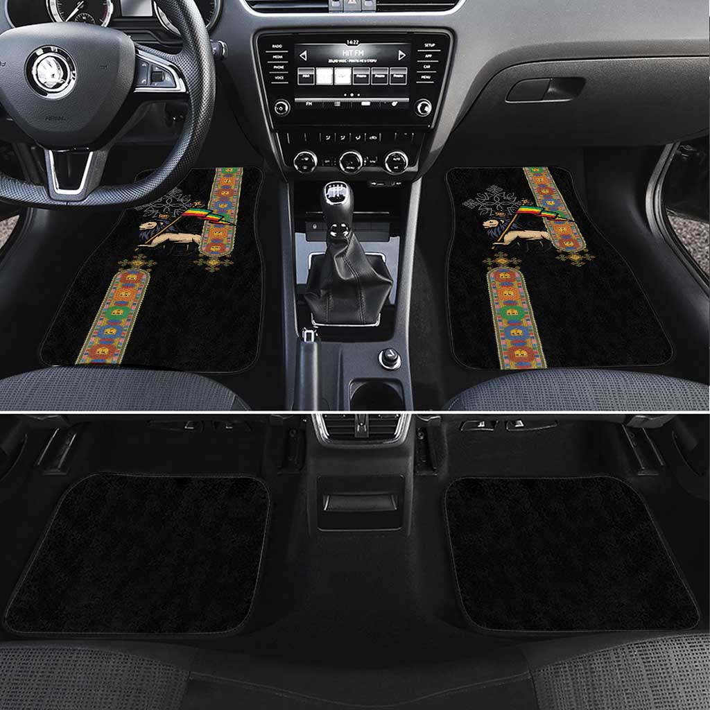 Ethiopia Saba Kemis Car Mats Ethiopian Cross Lion Of Judah Black Color