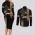 Ethiopia Saba Kemis Couples Matching Long Sleeve Bodycon Dress and Long Sleeve Button Shirt Ethiopian Cross Lion Of Judah Black Color