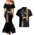 Ethiopia Saba Kemis Couples Matching Mermaid Dress and Hawaiian Shirt Ethiopian Cross Lion Of Judah Black Color