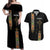 Ethiopia Saba Kemis Couples Matching Off Shoulder Maxi Dress and Hawaiian Shirt Ethiopian Cross Lion Of Judah Black Color