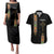 Ethiopia Saba Kemis Couples Matching Puletasi and Hawaiian Shirt Ethiopian Cross Lion Of Judah Black Color