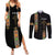 Ethiopia Saba Kemis Couples Matching Summer Maxi Dress and Long Sleeve Button Shirt Ethiopian Cross Lion Of Judah Black Color