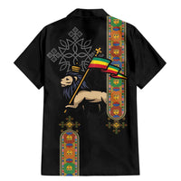 Ethiopia Saba Kemis Family Matching Mermaid Dress and Hawaiian Shirt Ethiopian Cross Lion Of Judah Black Color