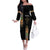 Ethiopia Saba Kemis Family Matching Off The Shoulder Long Sleeve Dress and Hawaiian Shirt Ethiopian Cross Lion Of Judah Black Color