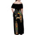 Ethiopia Saba Kemis Family Matching Off Shoulder Maxi Dress and Hawaiian Shirt Ethiopian Cross Lion Of Judah Black Color