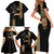 Ethiopia Saba Kemis Family Matching Short Sleeve Bodycon Dress and Hawaiian Shirt Ethiopian Cross Lion Of Judah Black Color