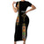 Ethiopia Saba Kemis Family Matching Short Sleeve Bodycon Dress and Hawaiian Shirt Ethiopian Cross Lion Of Judah Black Color