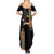 Ethiopia Saba Kemis Family Matching Summer Maxi Dress and Hawaiian Shirt Ethiopian Cross Lion Of Judah Black Color