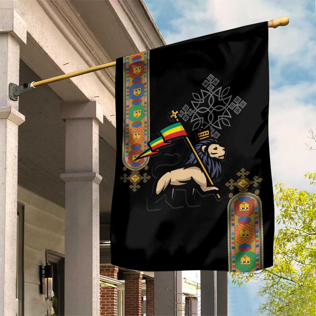 Ethiopia Saba Kemis Garden Flag Ethiopian Cross Lion Of Judah Black Color
