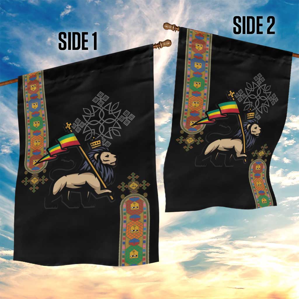 Ethiopia Saba Kemis Garden Flag Ethiopian Cross Lion Of Judah Black Color