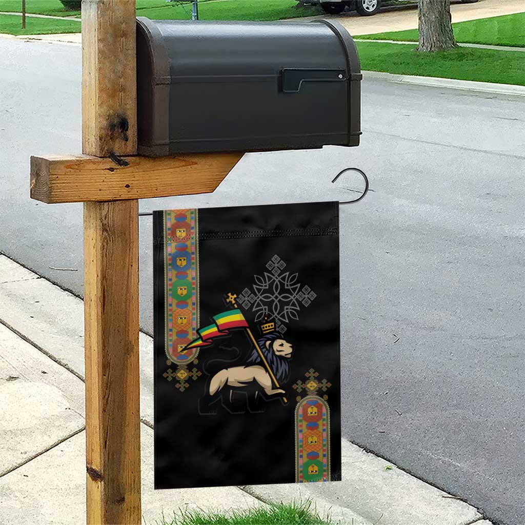 Ethiopia Saba Kemis Garden Flag Ethiopian Cross Lion Of Judah Black Color