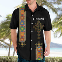 Ethiopia Saba Kemis Hawaiian Shirt Ethiopian Cross Lion Of Judah Black Color