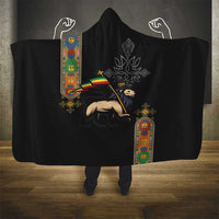 Ethiopia Saba Kemis Hooded Blanket Ethiopian Cross Lion Of Judah Black Color
