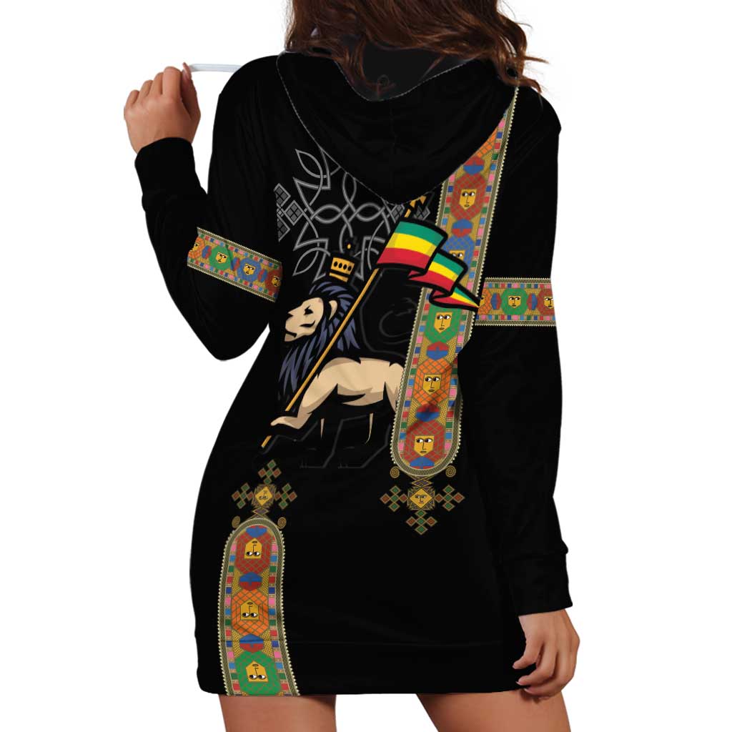 Ethiopia Saba Kemis Hoodie Dress Ethiopian Cross Lion Of Judah Black Color