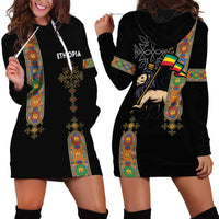 Ethiopia Saba Kemis Hoodie Dress Ethiopian Cross Lion Of Judah Black Color