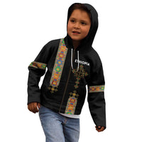 Ethiopia Saba Kemis Kid Hoodie Ethiopian Cross Lion Of Judah Black Color