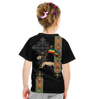 Ethiopia Saba Kemis Kid T Shirt Ethiopian Cross Lion Of Judah Black Color