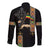 Ethiopia Saba Kemis Long Sleeve Button Shirt Ethiopian Cross Lion Of Judah Black Color