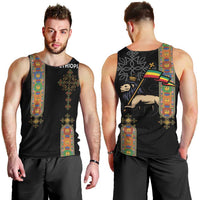 Ethiopia Saba Kemis Men Tank Top Ethiopian Cross Lion Of Judah Black Color