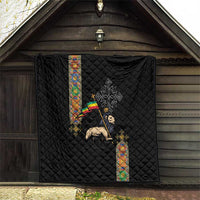 Ethiopia Saba Kemis Quilt Ethiopian Cross Lion Of Judah Black Color