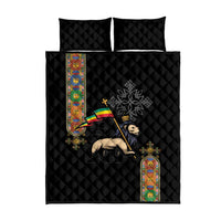Ethiopia Saba Kemis Quilt Bed Set Ethiopian Cross Lion Of Judah Black Color