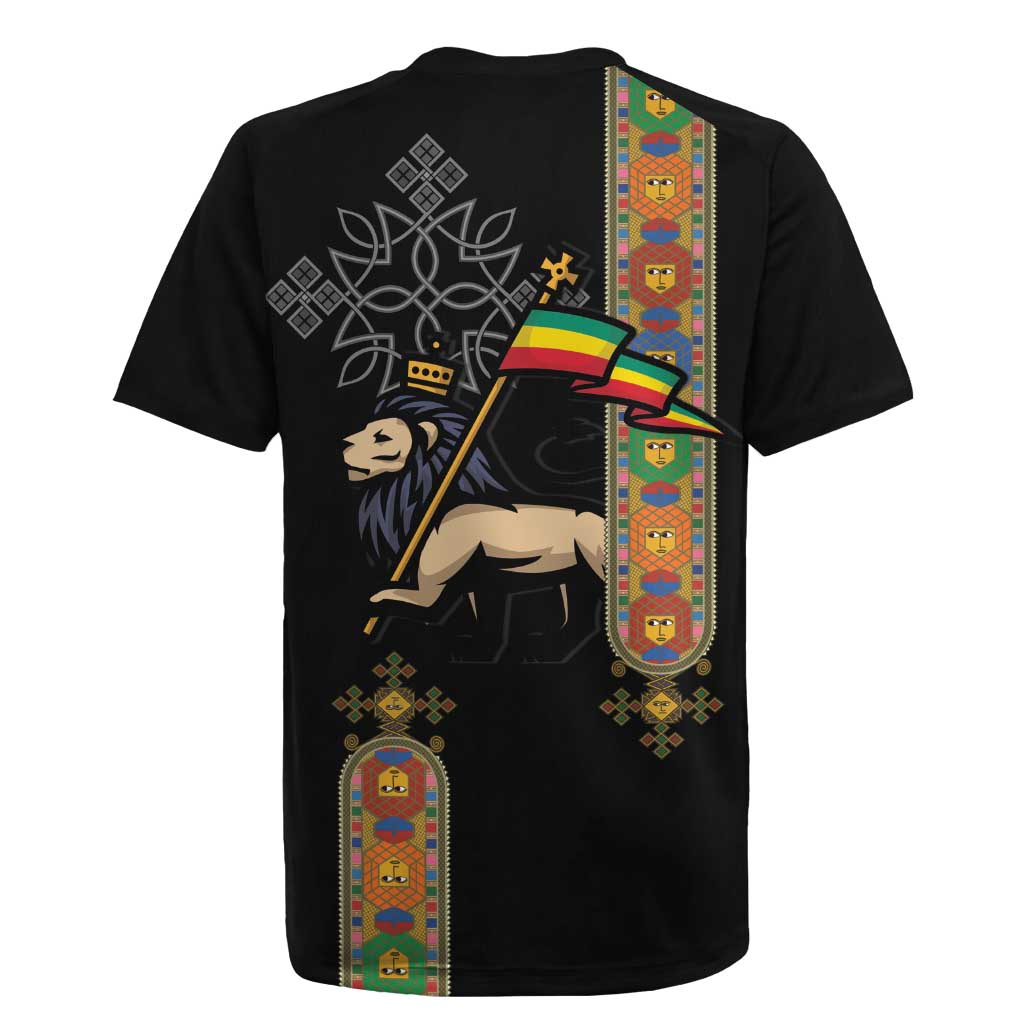 Ethiopia Saba Kemis Rugby Jersey Ethiopian Cross Lion Of Judah Black Color