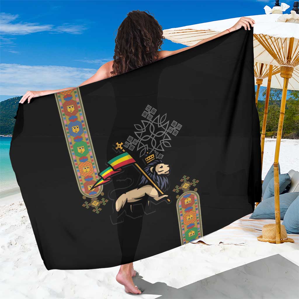 Ethiopia Saba Kemis Sarong Ethiopian Cross Lion Of Judah Black Color